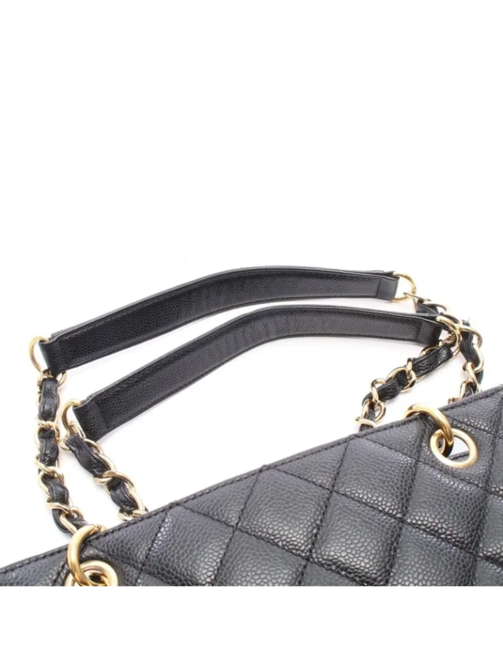 Chanel Tote Quilted Petite Shopping PST Black Caviar Leather Chain - Picture 8 of 9